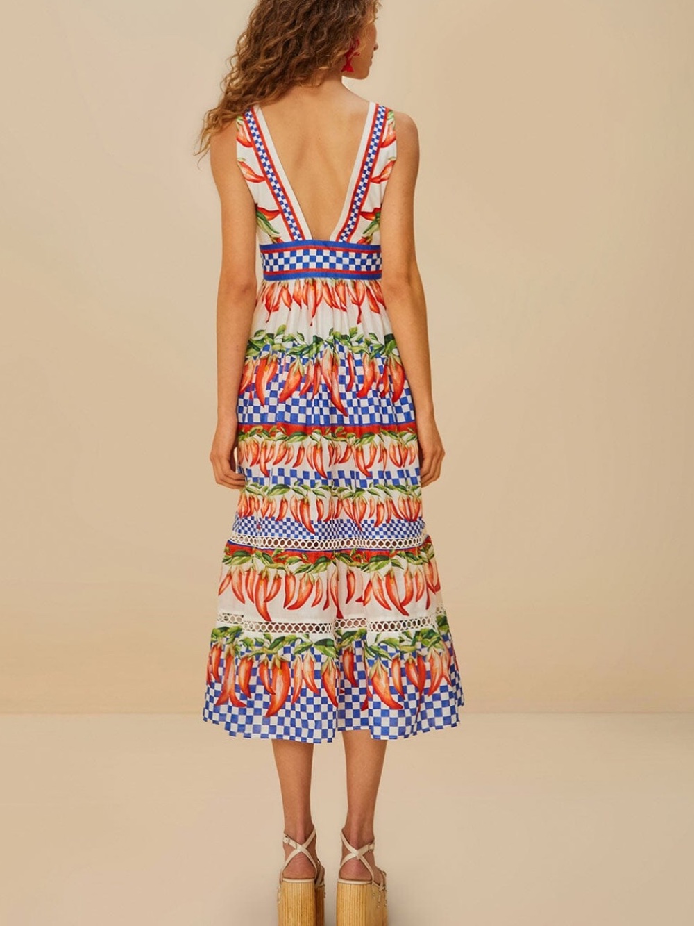 Farm Rio Picnic Peppers Ainika Midi Dress Size Medium - Picture 15 of 16